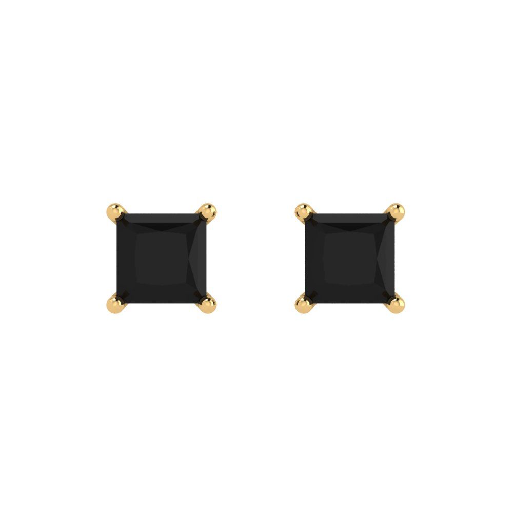 2.0 ct Brilliant Princess Cut Solitaire Studs Natural Onyx Stone Yello ...