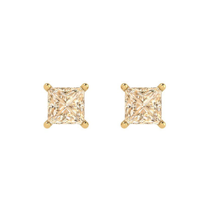2cttw Princess Cut Natural Morganite Gold-Plated 925 Silver Push Back Stud Earrings