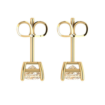2cttw Princess Cut Natural Morganite Gold-Plated 925 Silver Push Back Stud Earrings