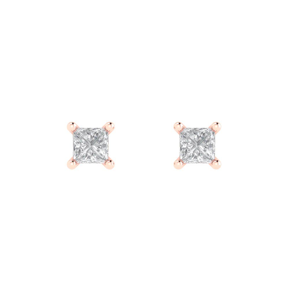0.5 ctw Moissanite Studs Earrings | 3.5mm Princess Cut White Gold Push back | April Birthstone