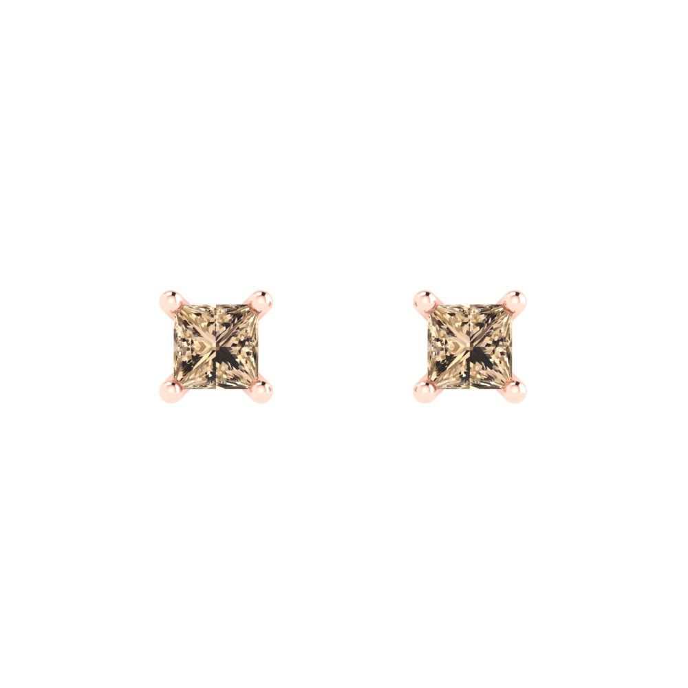 0.5cttw Princess Cut Yellow Moissanite Gold-Plated 925 Silver Push Back Stud Earrings