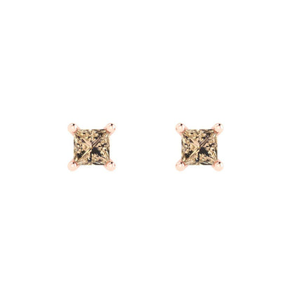 0.5 ctw Yellow Moissanite Studs Earrings | 3.5mm Princess Cut White Gold Push back | April Birthstone