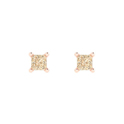 0.5cttw Princess Cut Natural Morganite Gold-Plated 925 Silver Push Back Stud Earrings