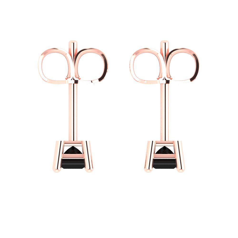0.5cttw Princess Cut Natural Onyx Gold-Plated 925 Silver Push Back Stud Earrings