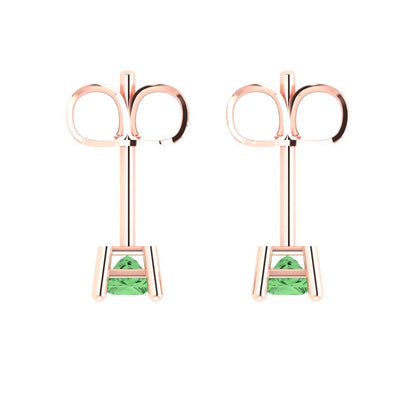 0.5cttw Princess Cut Simulated Green Diamond Gold-Plated 925 Silver Push Back Stud Earrings