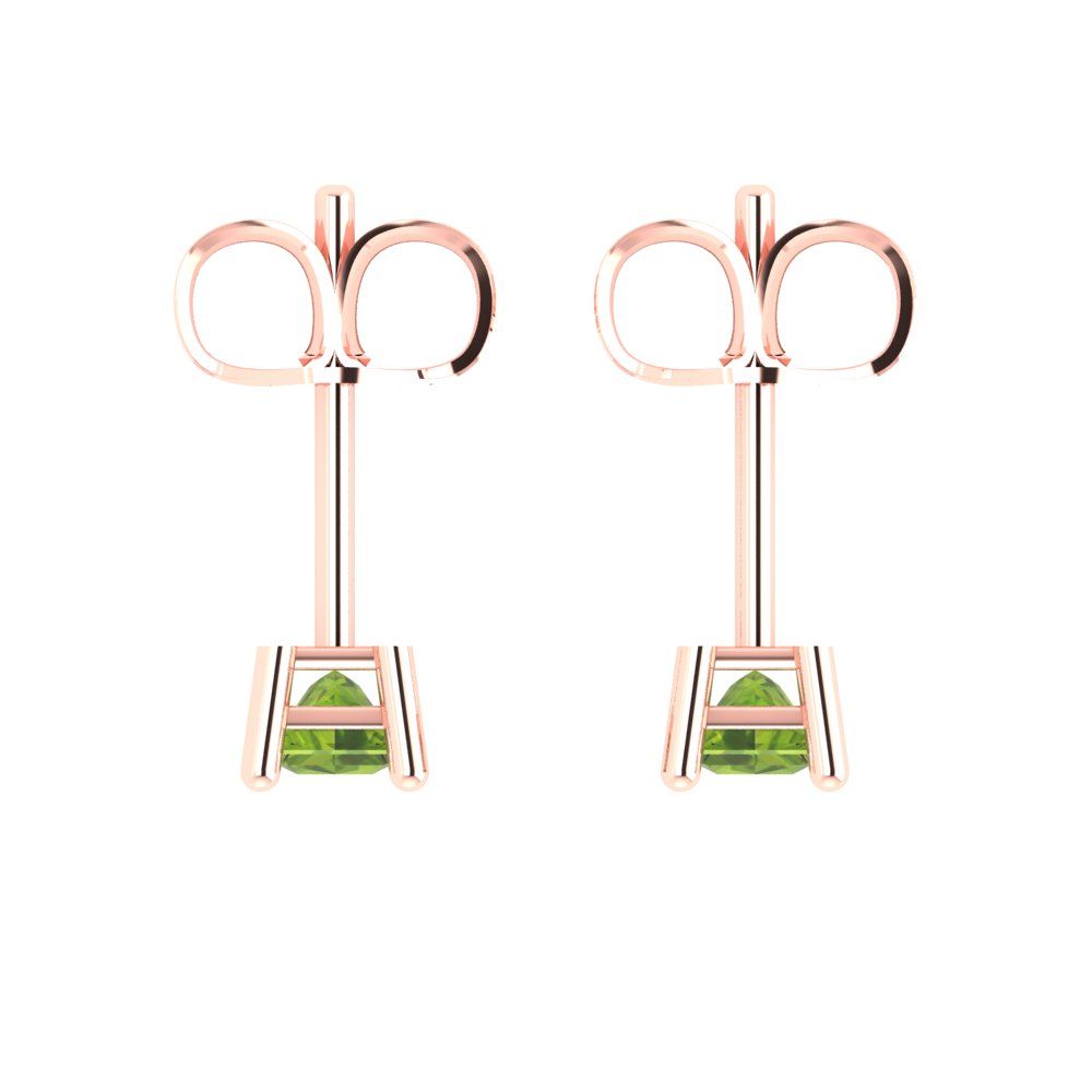 0.5cttw Princess Cut Natural Peridot Gold-Plated 925 Silver Push Back Stud Earrings