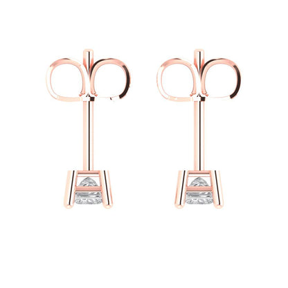0.5cttw Princess Cut White Sapphire Gold-Plated 925 Silver Push Back Stud Earrings