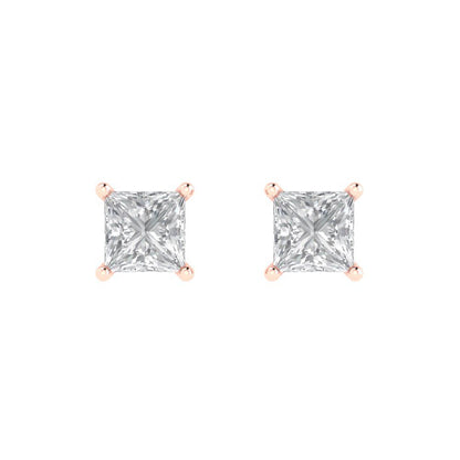 1cttw Princess Cut Moissanite Gold-Plated 925 Silver Push Back Stud Earrings