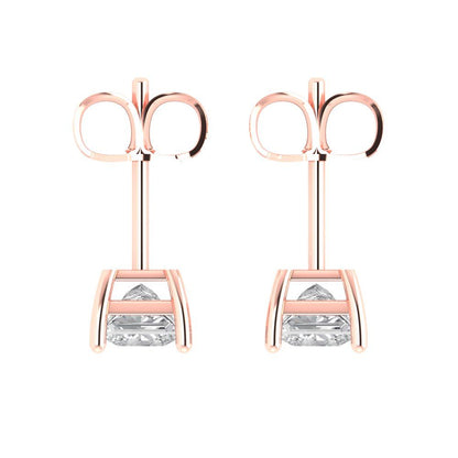 1 ctw Moissanite Studs Earrings | 4.5mm Princess Cut White Gold Push back | April Birthstone