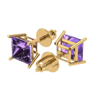 4cttw Alexandrite Gold-Plated 925 Silver Screw Back Stud Earrings
