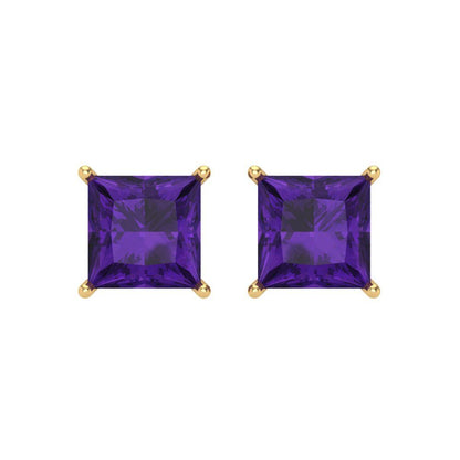 4cttw Amethyst Gold-Plated 925 Silver Screw Back Stud Earrings