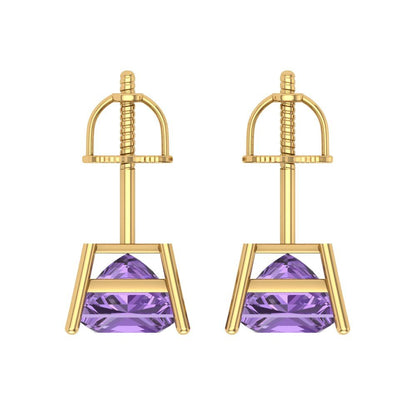 4cttw Alexandrite Gold-Plated 925 Silver Screw Back Stud Earrings