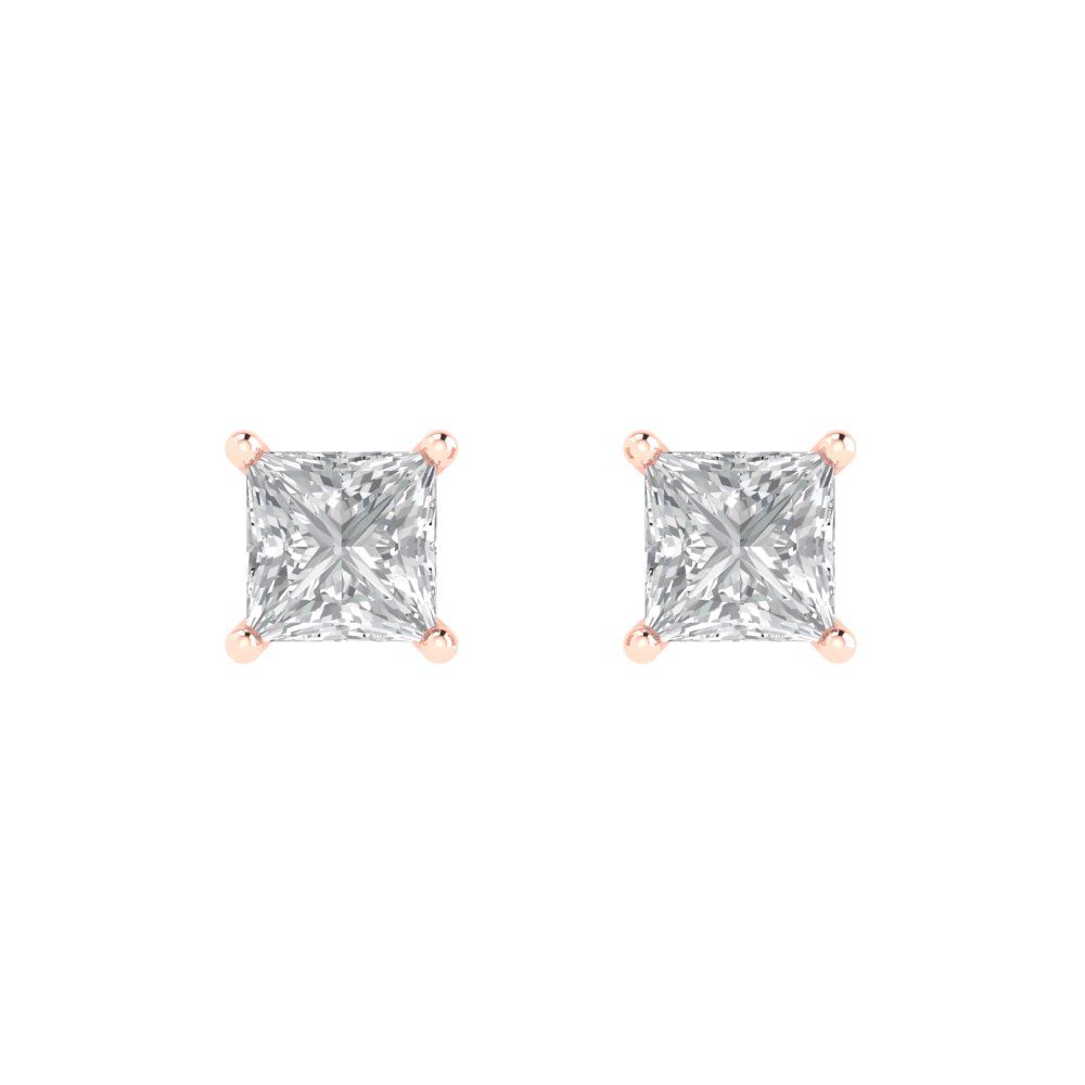 1.5cttw Princess Cut Moissanite Gold-Plated 925 Silver Push Back Stud Earrings