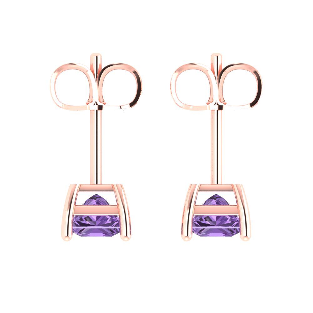 1.5cttw Princess Cut Simulated Alexandrite Gold-Plated 925 Silver Push Back Stud Earrings