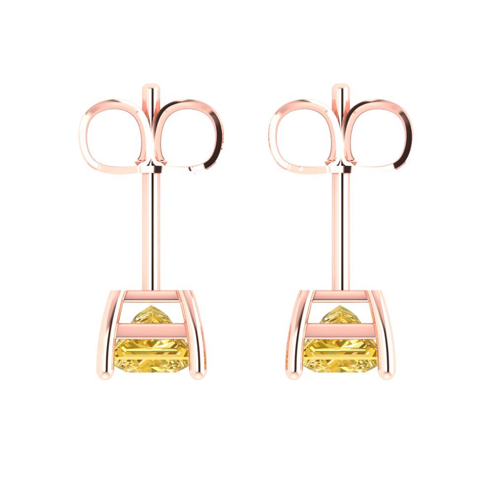 1.5cttw Princess Cut Natural Citrine Gold-Plated 925 Silver Push Back Stud Earrings