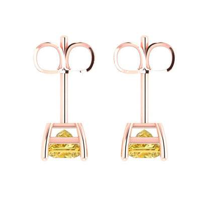 1.5cttw Princess Cut Natural Citrine Gold-Plated 925 Silver Push Back Stud Earrings