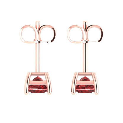 1.5 ctw Garnet Studs Earrings | 5.0mm Princess Cut White Gold Push back | January Birthstone