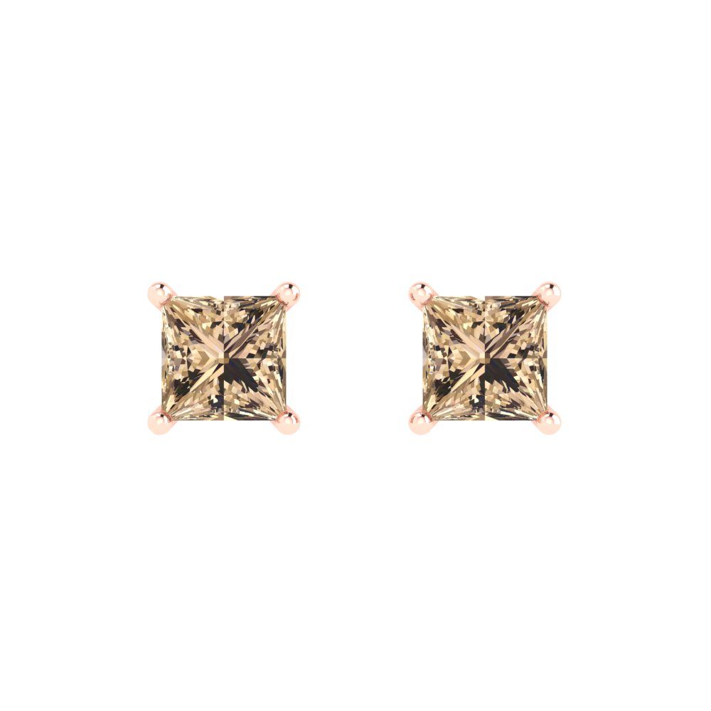 2cttw Princess Cut Yellow Moissanite Gold-Plated 925 Silver Push Back Stud Earrings
