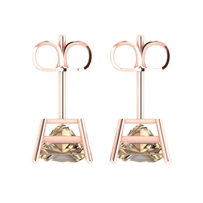 3 ctw Yellow Moissanite Studs Earrings | 6.5mm Princess Cut White Gold Push Back | April Birthstone