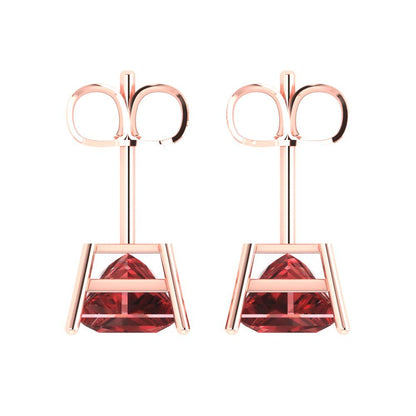 3 ctw Garnet Studs Earrings | 6.5mm Princess Cut White Gold Push Back | January Birthstone