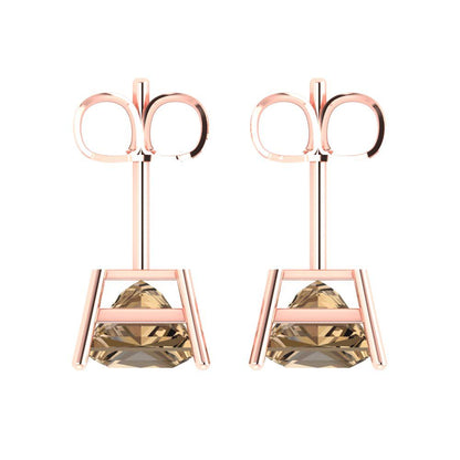 3cttw Princess Cut Simulated Champagne Diamond Gold-Plated 925 Silver Push Back Stud Earrings