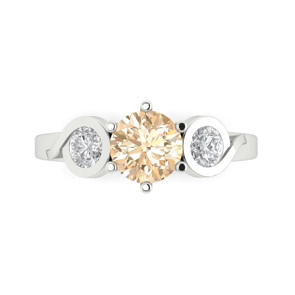 1.72 cttw Natural Morganite Three-Stone Engagement Ring - Solid Gold (Round Cut,6.5mm)