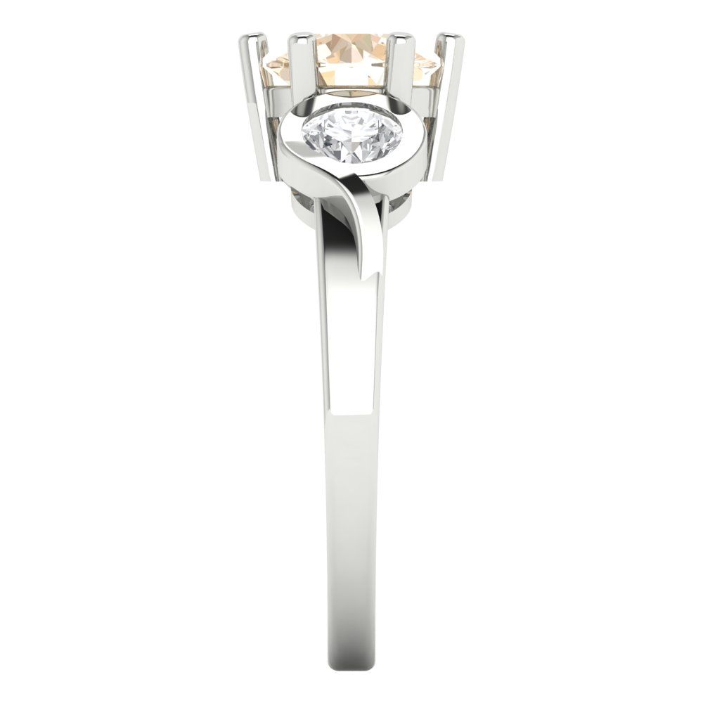 1.72 cttw Natural Morganite Three-Stone Engagement Ring - Solid Gold (Round Cut,6.5mm)