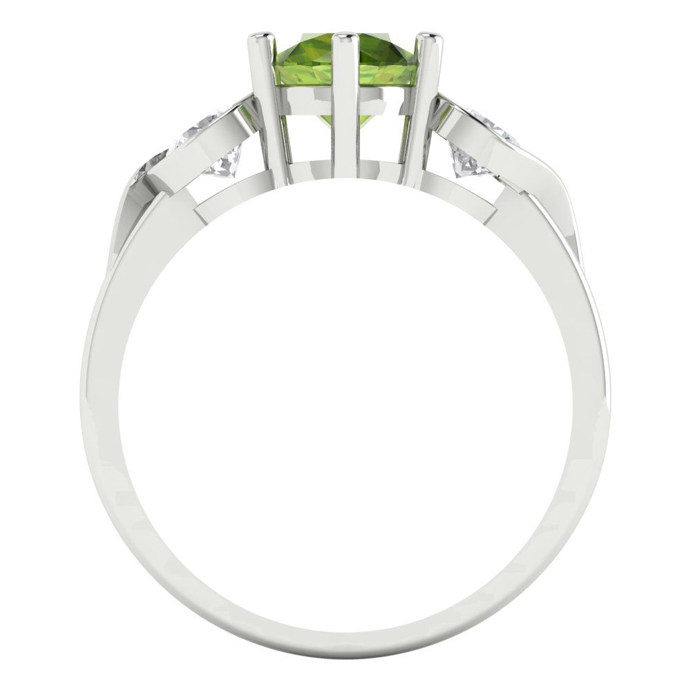 1.72 cttw Natural Peridot Three-Stone Engagement Ring - Solid Gold (Round Cut,6.5mm)