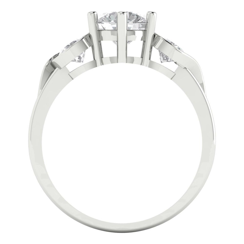 1.72 cttw White Sapphire Three-Stone Engagement Ring - Solid Gold (Round Cut,6.5mm)