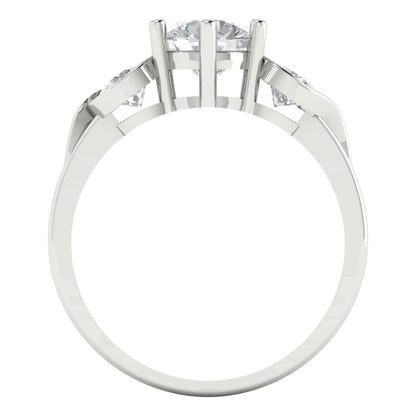 1.72 cttw White Sapphire Three-Stone Engagement Ring - Solid Gold (Round Cut,6.5mm)