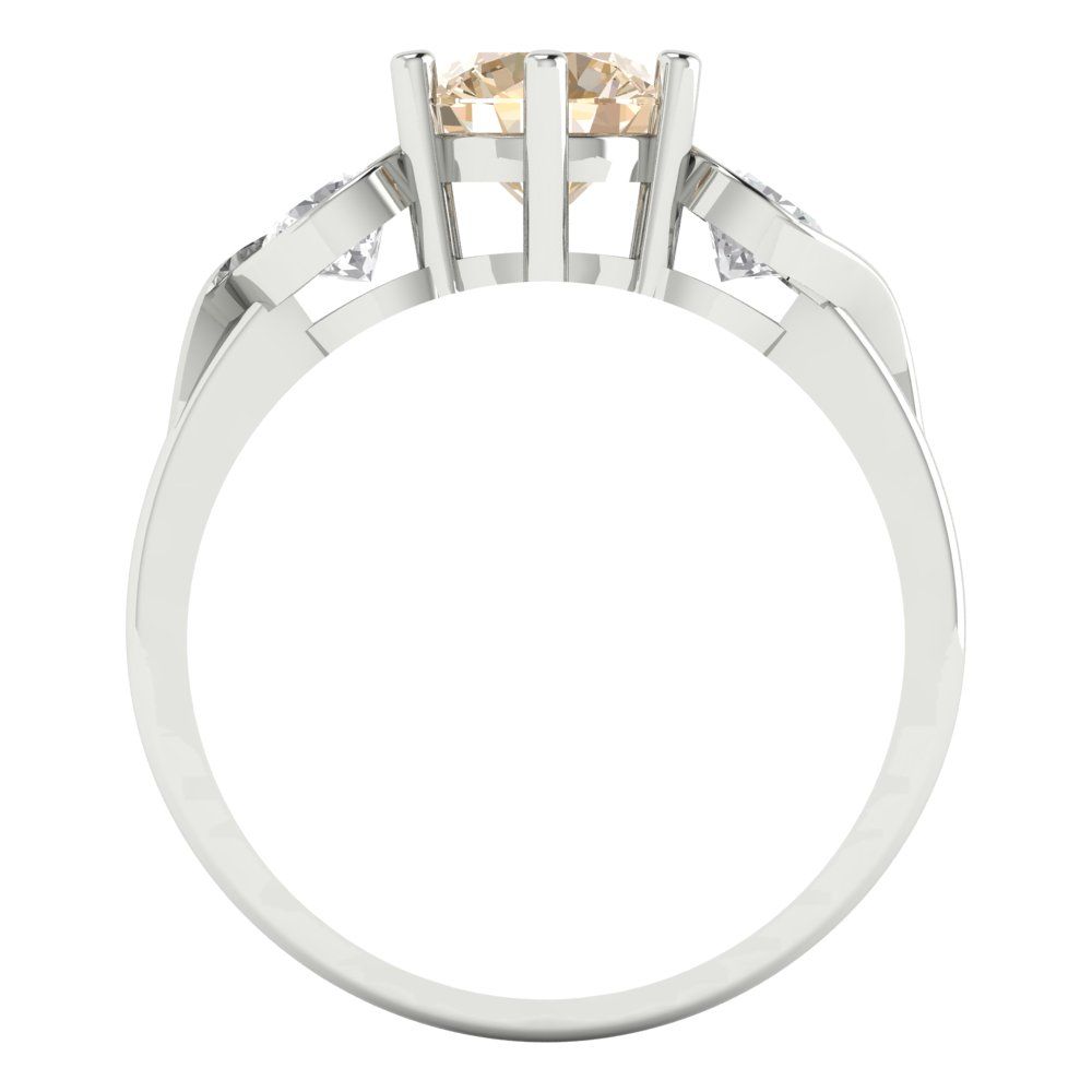 1.72 cttw Natural Morganite Three-Stone Engagement Ring - Solid Gold (Round Cut,6.5mm)