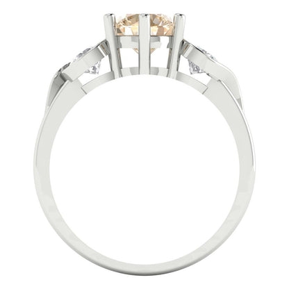 1.72 cttw Natural Morganite Three-Stone Engagement Ring - Solid Gold (Round Cut,6.5mm)