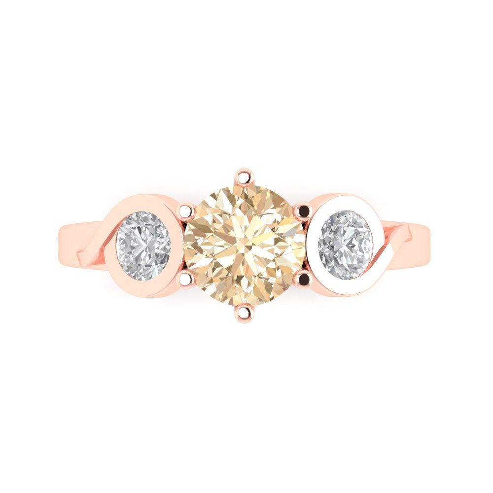 1.72 cttw Natural Morganite Three-Stone Engagement Ring - Solid Gold (Round Cut,6.5mm)