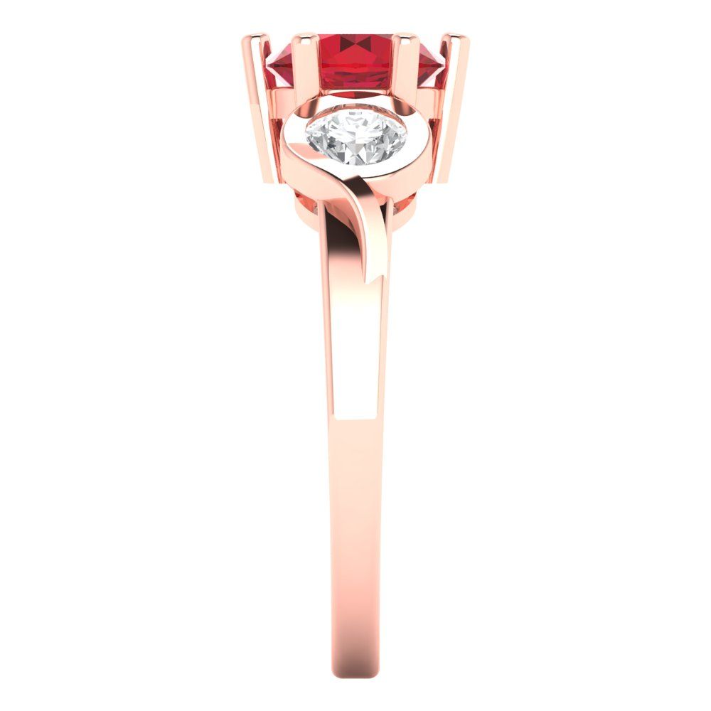 1.72 cttw Simulated Pink Tourmaline Three-Stone Engagement Ring - Solid Rose Gold (VVS1, Round Cut,6.5mm)