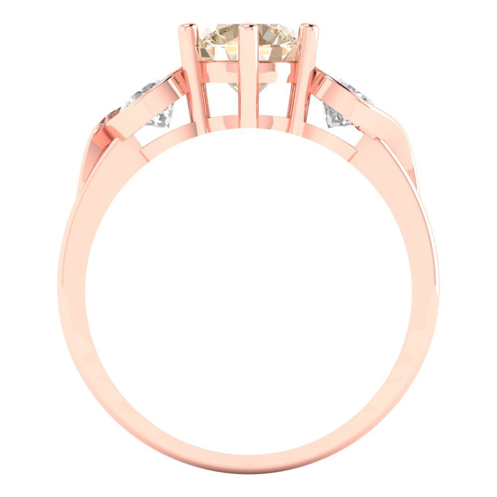 1.72 cttw Natural Morganite Three-Stone Engagement Ring - Solid Gold (Round Cut,6.5mm)