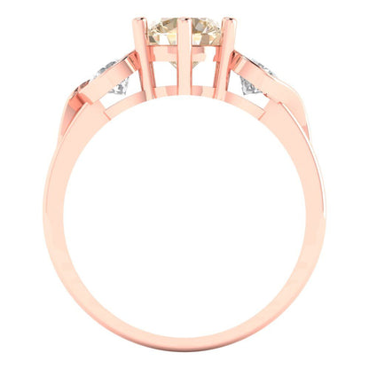 1.72 cttw Natural Morganite Three-Stone Engagement Ring - Solid Gold (Round Cut,6.5mm)