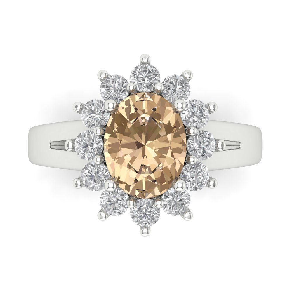 2.72 cttw Yellow Moissanite Hidden Halo Engagement Ring - Solid Gold (Oval Cut,9x7mm)