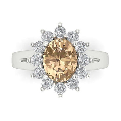 2.72 cttw Yellow Moissanite Hidden Halo Engagement Ring - Solid Gold (Oval Cut,9x7mm)
