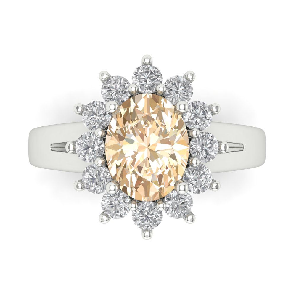 2.72 cttw Natural Morganite Hidden Halo Engagement Ring - Solid Gold (Oval Cut,9x7mm)