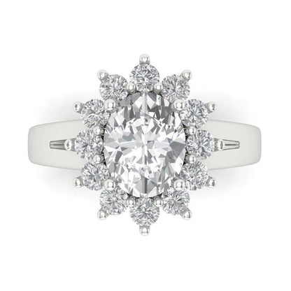 2.72 cttw Certified Moissanite Hidden Halo Engagement Ring - Solid Gold (VVS1, D-F,Oval Cut,9x7mm)