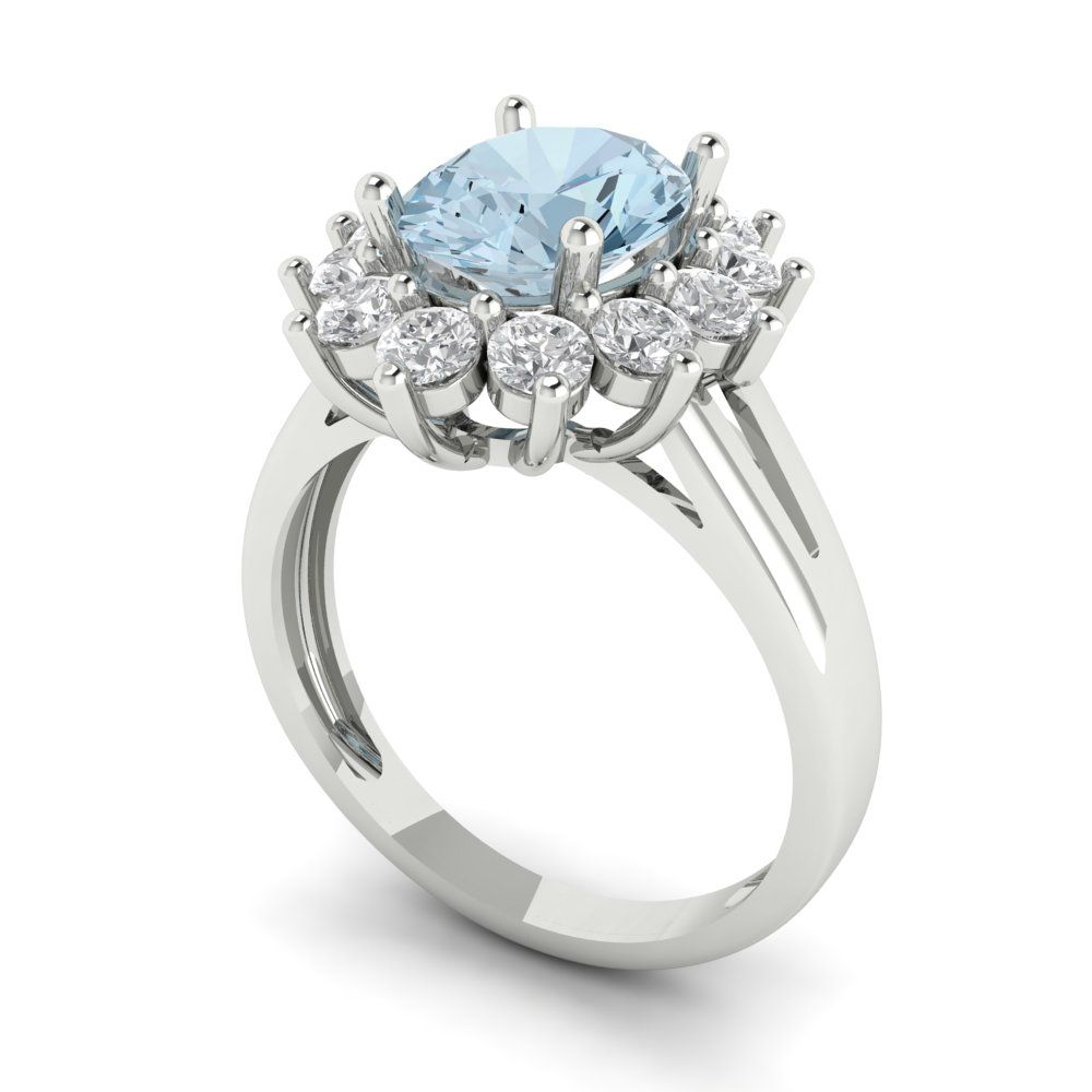 2.72 cttw Natural Sky Blue Topaz Hidden Halo Engagement Ring - Solid Gold (Oval Cut,9x7mm)