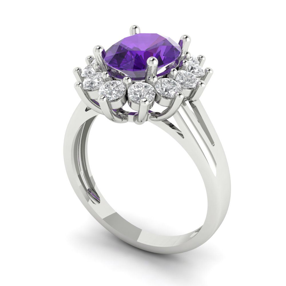 2.72 cttw Natural Amethyst Hidden Halo Engagement Ring - Solid Gold (Oval Cut,9x7mm)