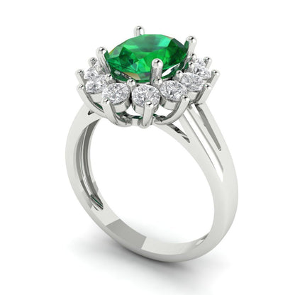 2.72 cttw Simulated Emerald Hidden Halo Engagement Ring - Solid White Gold (VVS1, Oval Cut,9x7mm)