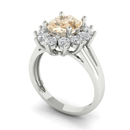 2.72 cttw Natural Morganite Hidden Halo Engagement Ring - Solid Gold (Oval Cut,9x7mm)