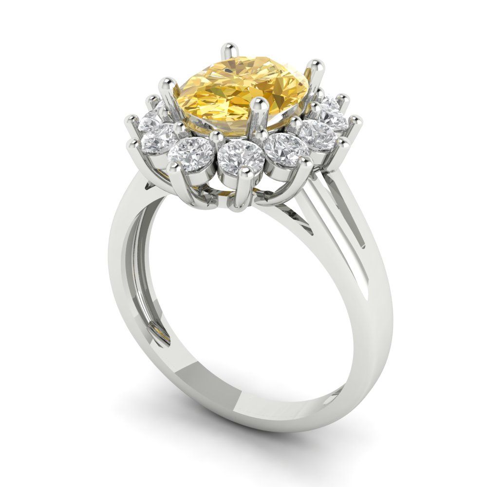 2.72 cttw Natural Citrine Hidden Halo Engagement Ring - Solid Gold (Oval Cut,9x7mm)