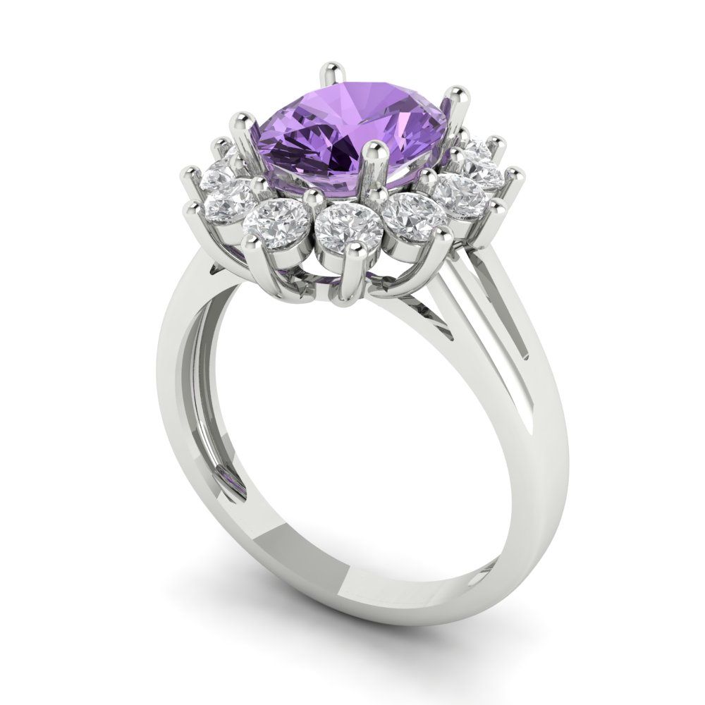 2.72 cttw Simulated Alexandrite Hidden Halo Engagement Ring - Solid White Gold (VVS1, Oval Cut,9x7mm)
