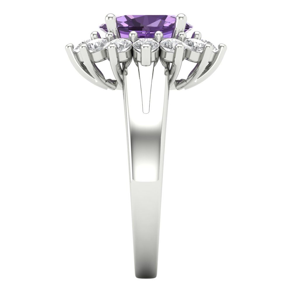 2.72 cttw Simulated Alexandrite Hidden Halo Engagement Ring - Solid White Gold (VVS1, Oval Cut,9x7mm)