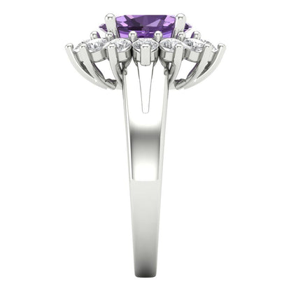 2.72 cttw Simulated Alexandrite Hidden Halo Engagement Ring - Solid White Gold (VVS1, Oval Cut,9x7mm)