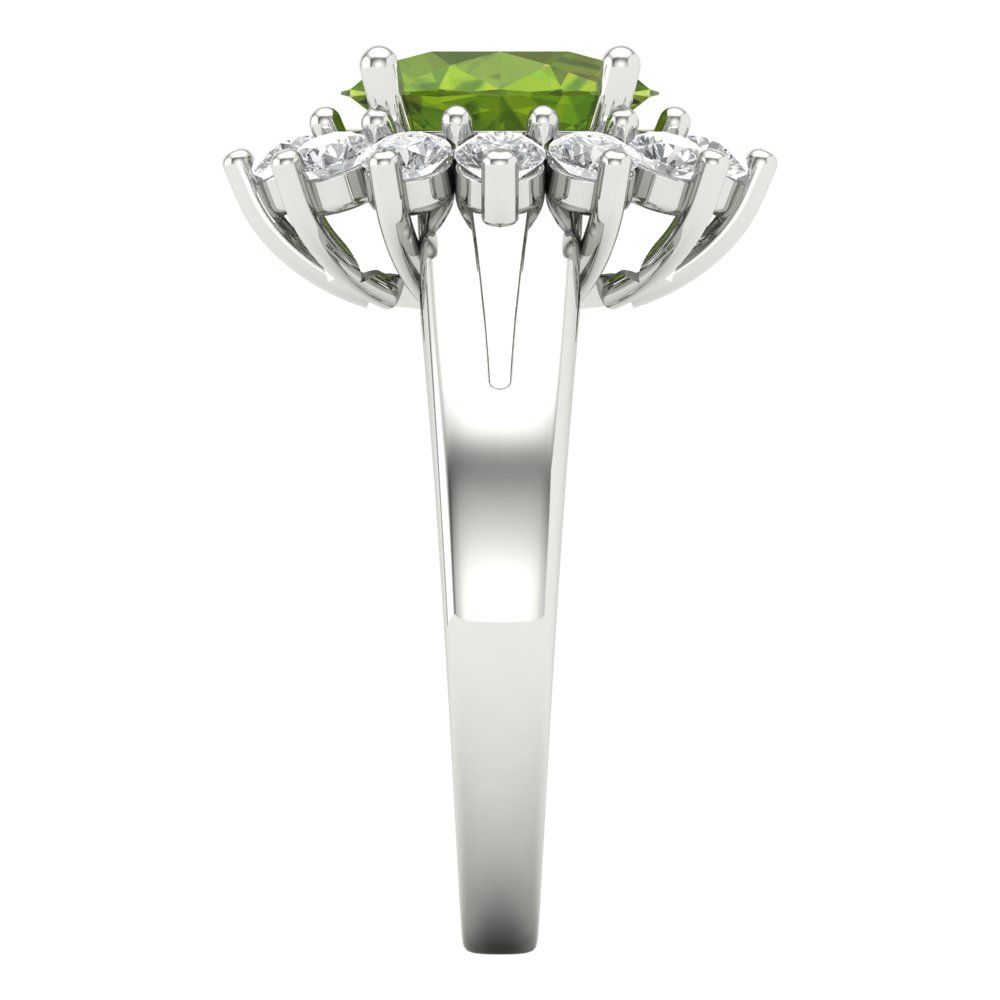 2.72 cttw Natural Peridot Hidden Halo Engagement Ring - Solid Gold (Oval Cut,9x7mm)