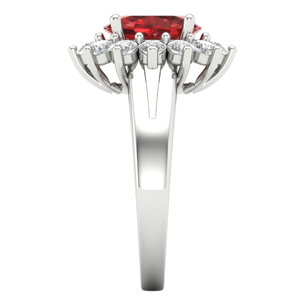 2.72 cttw Natural Garnet Hidden Halo Engagement Ring - Solid Gold (Oval Cut,9x7mm)